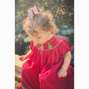 Mom & Me / Red Smocked Christmas Holiday Girl’s Dress